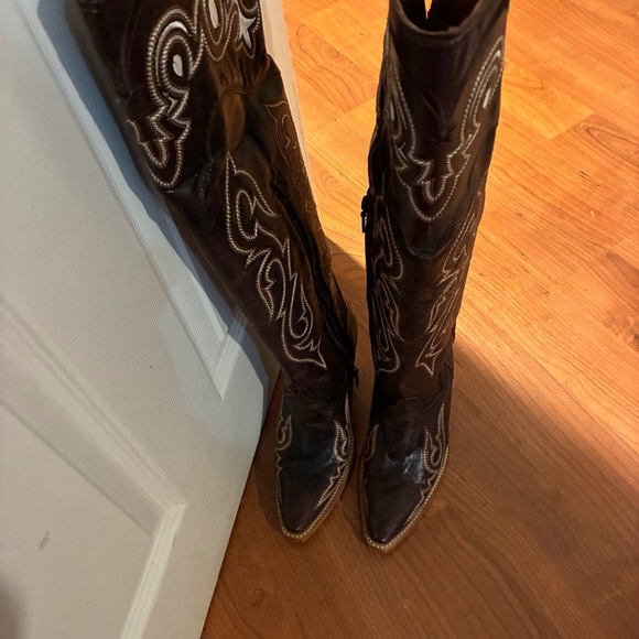 Dan Post size 7 Tall Leather Cowboy Boots - Picture 1 of 5